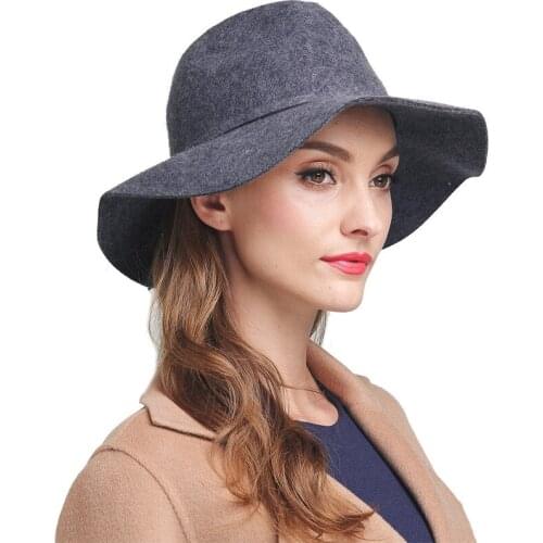 New Arrival Fedoras Wool Hat Ladies Fashion Wide Brim Woolen Hat Adult Fashion Stereotyped Cap Spring Winter Warm Wear B-7328