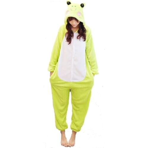 Flannel Frog Kigurumi Pajamas Animal Onesies For Adults Girls Jumpsuit Men Women Carnival Suit Sleepwear Cartoon Cosplay Costume
