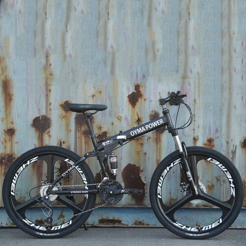 Mountain Bike 26 Inch Wheel Double Disc Brake Shock Absorption Folding Bicycle Adult Student Off Road