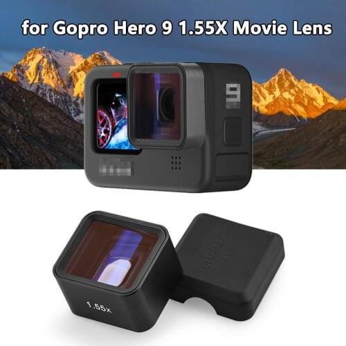 HD 1.55X Movie Lens For Gopro Hero 9 Sports Camera for Hero 9 Wide Screen Blu-ray Anamorphic Lens Shooting Parts Accessory
