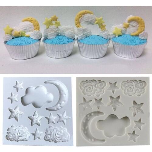 JX-LCLYL DIY Moon Star Cloud Silicone Fondant Cake Mould Chocolate Mold Baking Decor