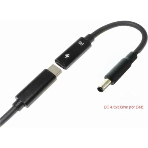 Laptops fast charging cable PD female USB- C type c to DC 4.5x3.0x0.6mm for Dell 65W XPS L321X, XPS L322X P29G Series