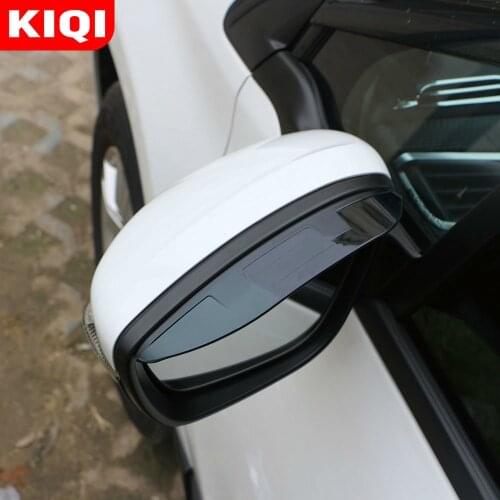 KIQI ABS Car Rear View Mirror Cover Sticker Rain Rearview Mirror Eyebrow Strips Accessories For Peugeot 2008 2014 - 2019