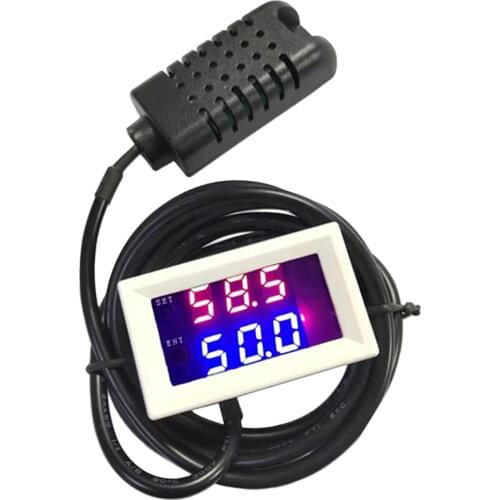 12V Humidity Controller Humidistat Pre Wired Plug Digital Sensor for Humidifier Dehumidifier Dual Outlet