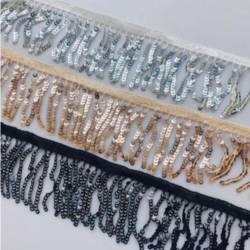 Sequins Tassel Fringe Lace Fabric Trim Ribbon For Dance Dress Sewing On Stage Clothing Accessories Wedding Dress Party Halloween
