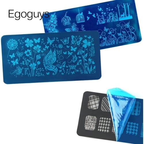 Leaves Lavender Nail Printing Stamping Templates Rectangle Ink Print Flower Stamp Plate UV Gel Polish Transfer DIY Manicure Tool