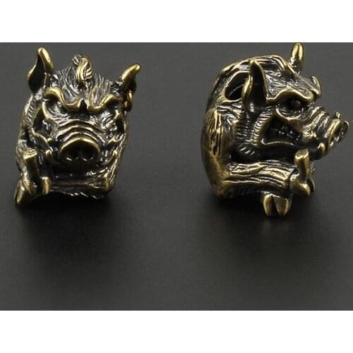 Copper Paracord Bead Wild Boar Knife Beads Brass Pig Beads Umbrella Rope Pendant Porcupine