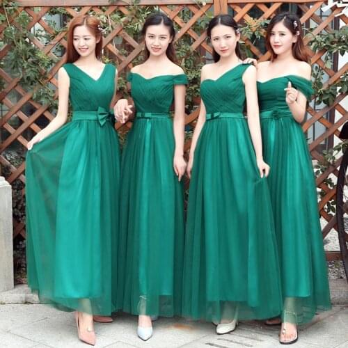 Sweet Memory Women Long Green Bridesmaid Dresses Bride Wedding Party Vestidos Prom Gown Cheap Robe De Soriee For 2021 Graduation