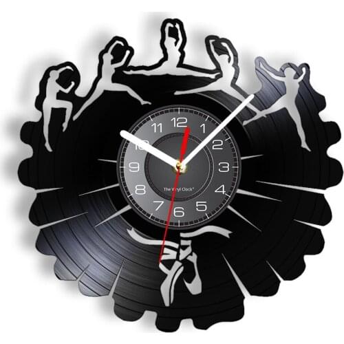Ballet Dance Shadow Vinyl Record Wall Clock Girls Room Decor Dancing Studio Toddler Ballerina Artwork Art Wall Clock Dancer Gift