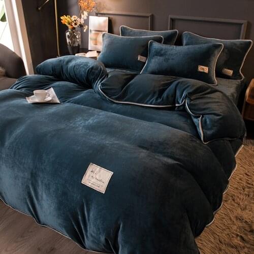 Blue/milk velvet single quilt cover, 1 piece of solid color warm and thick home textile single quilt cover