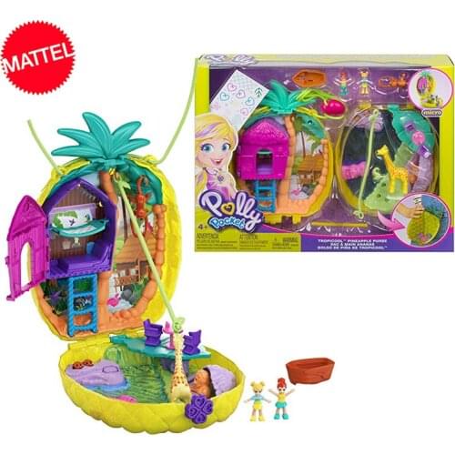 Original Polly Pocket Doll Wearable Pineapple Purse Hot Toys for Girls Juguetes Mini Dolls Baby Toys for Children Birthday Gift