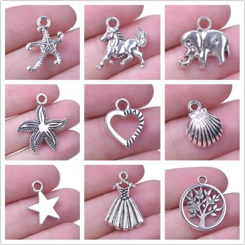 20pcs Alloy Charm Animal Pentagram Handmade Materials Starfish Charms For Jewelry Making Supplies Wholesale Tree Of Life Pendant