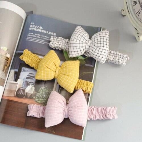 Newborn Baby Girls Big Bow Headband Plaid Elastic Hairband Hair Accessories Hair Band