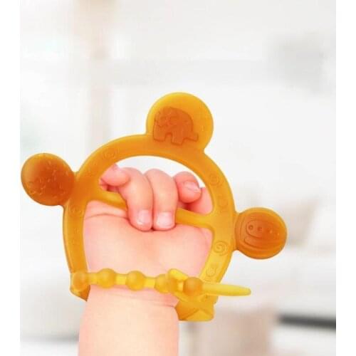 Teether Baby silicone gutta percha childrens molars stick Bracelet teething comfort chewing toy gloves cartoon hand artifact