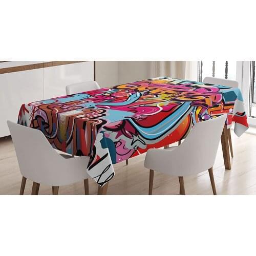 Hip Hop Street Culture Harlem New York City Wall Art Spray Artwork Image, Rectangular Table Cover