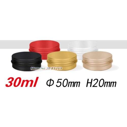 30ML Empty Refillable Aluminum Jars Black Gold Red Silver Metal Tin 30g/1oz Cosmetic Containers Crafts Packaging 300pcs/lot