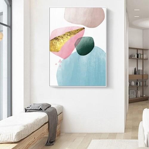 Multicolored Abstract Shape Poster and Print Nordic Canvas Art Painting Minimalist Wall Picture for Living Room Home Decoration