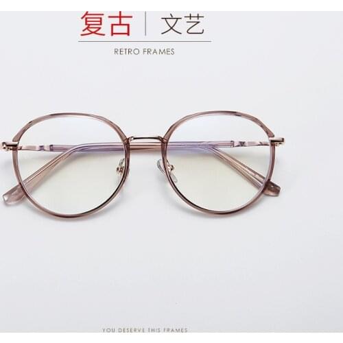Retro Tr90 Alloy Mixed Frame Womens Korean Fashion Short-sighted Spectacle Frame Student Literature and Art Can Match