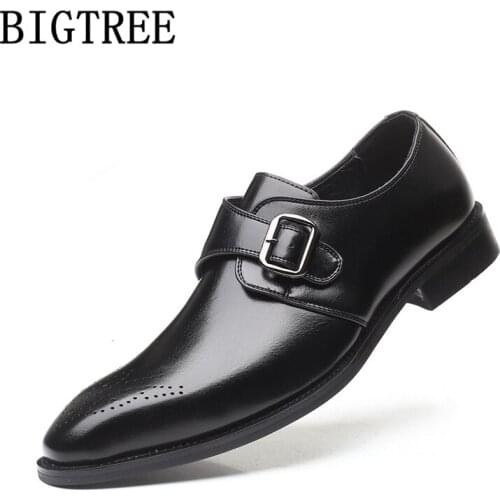 Italian Oxford Shoes For Men Wedding Shoes Men Fashion Mens Dress Shoes Black Brogues Monk Strap Zapatos De Hombre Sepatu Pria