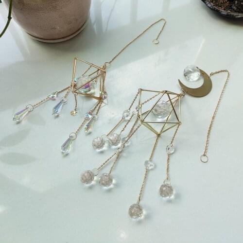 Garden Hanging Crystals Ornament , Sparkling Crystal Ball Chandelier Wind Chime, Home Office Yard Decoration Pendant