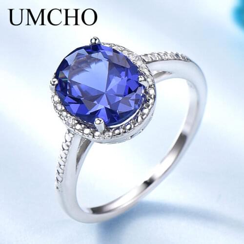 UMCHO Luxury Tanzanite Rings For Women Solid 925 Sterling Silver Jewelry Gemstone Engagement Ring Sets Wedding Party Gift 2019