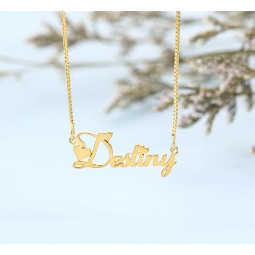 JewelOra Personalized Custom Name Pendant Necklace 925 Sterling Silver Nameplate Necklace with Heart Birthday Gifts for Women