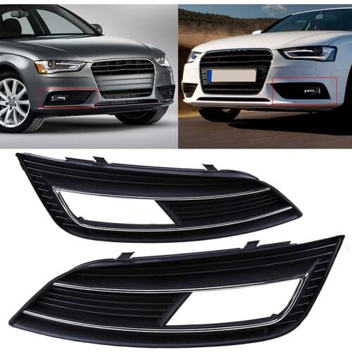 POSSBAY 1 Pair Car Front Bumper Fog Lights Hood Lower Grill Grille Cover Fit for Audi A4 B8 2012-2015 Right Left Side Grilles