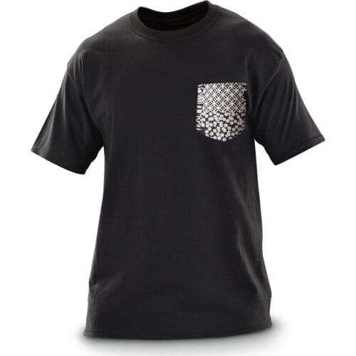 100% Cotton High Quality Short Sleeve Oversized Mens Bandana Pocket Heavy T Shirt for Summer White Black