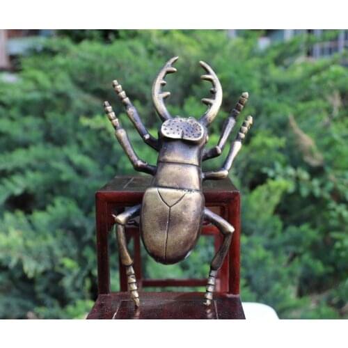 20 CM Western art Deco Pure Bronze Copper Animal beetle insect hexapod statuette Copper small statue
