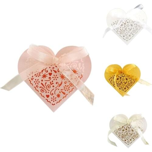 50Pcs Wedding Candy Boxes, Hollow Favor Boxes Love Chest Chocolate Gift Decoration for Wedding Birthday Party
