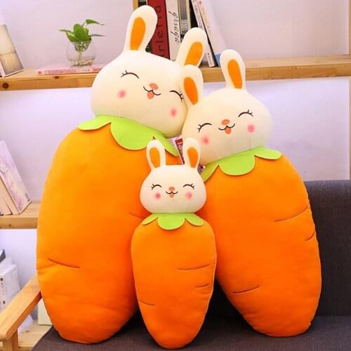 60-80cm Cartoon Smile Carrot Rabbit Plush Toy Cute Simulation Carrot Pillow Dolls Stuffed Soft Sofa Cushion for Children Girl
