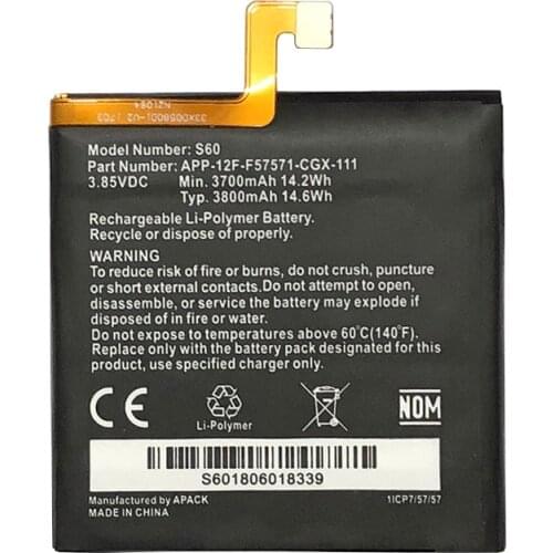 1x 3800mAh 14.6Wh Repalcement Battery For CATS60 S60 Bateria Batterij Batteries