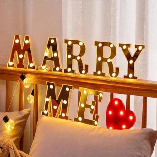 Alphabet Light Luminous 26 Letter Night Light Plastic LED Decorative Lamp Indoor Home Decoration for Christmas Wedding Birthday