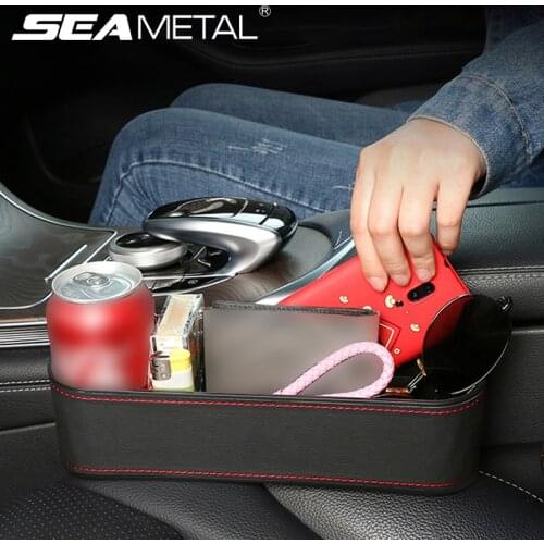 Car Seat Crevice Storage Boxes Non-Slip Auto Seat Gap Storage Box PU Leather Car Organizer for RHD/LHD Car Interior Accessories