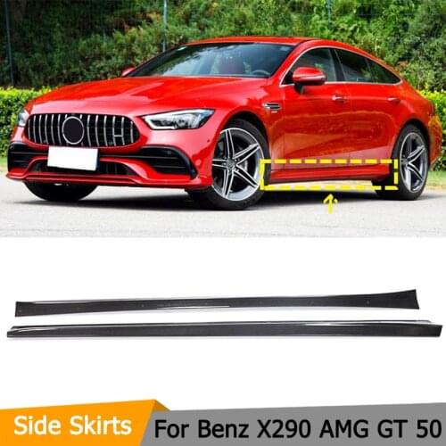Carbon Fiber Side Skirts Body Kit for Mercedes Benz X290 AMG GT 50 4 Door 2015-2017 Car Side Bumper Skirts Lip Extension