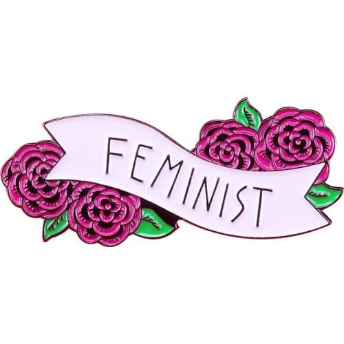 Red Rose Floral Feminist enamel Pin Feminism liberalism brooch