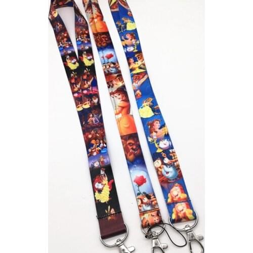 Wholesale mix 30pcs Beauty and the Beast neck Lanyard Cell Phone PDA Key ID Holder long strap wholesale