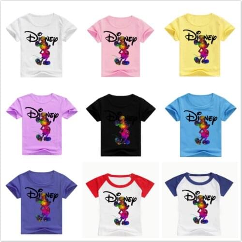 Children Summer Short Sleeve T-Shirts Kids Disney Mickey Mouse Print T Shirts For Baby Costumes Boys Girl Top Tee O-Neck Clothes