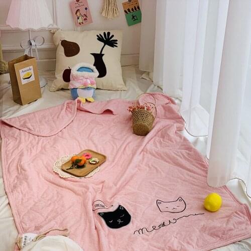 Children Sukura Blossom Lovely Cartoon Baby Nap Blanket Knitting High Quality Baby Kindergarten Swaddle Cotton Reactive Print