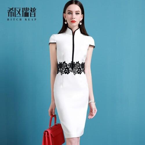 Elegant Modified Fashion Cheongsam Dress White Dress Short Chinese Style Girl Spring And Summer 2021
