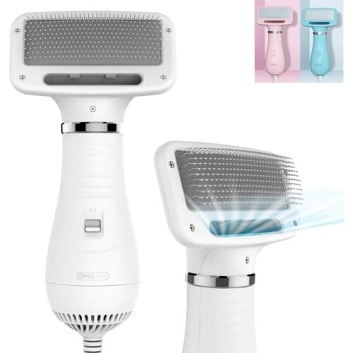Pet Hair Dryer Quiet 2 Heat Settings & Portable Dog Dryer with Slicker Brush Professional Grooming Furry Drying Blower 300W