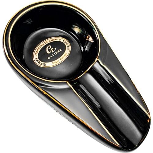 Cigar Gadgets Ceramic Portable Cigar Ashtray Single Cigar Holder Round Ash Slot Smoke Tray Smoking Accessories Mens Gift