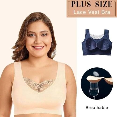 Hot Seamless Plus Size Elastic Comfort Lace Vest Bra (From M to 7XL) NOV99