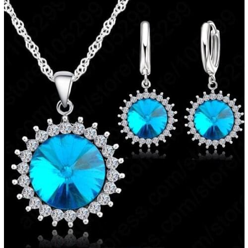 Hot Sale Spiral Crystal Necklace for Women Jewelry Set Pendant Necklace Fashion 925 Sterling Silver Necklace For Wedding