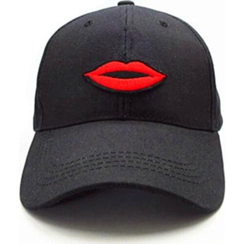 Lips Embroidery Cotton Baseball Cap Hip-hop Cap Adjustable Snapback Hats for Men and Women 265