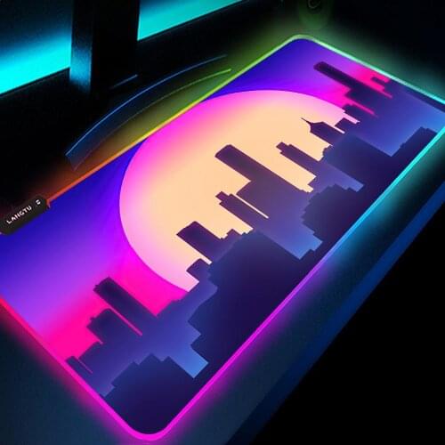 Rgb Mausepad Pink Synthwave Deskmat Rgb Pc Gamer Rgb Mouse Pad Rgb Led Gamer Rgb Mat Retrowave Computer Desk Rugs Xxl Carpet