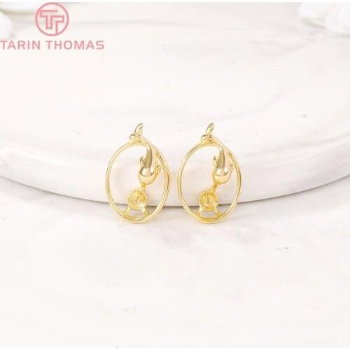 6PCS 14.5x16MM 24K Gold Color Brass Tulip Pendants Charms High Quality DIY Jewelry Making Findings Accessories