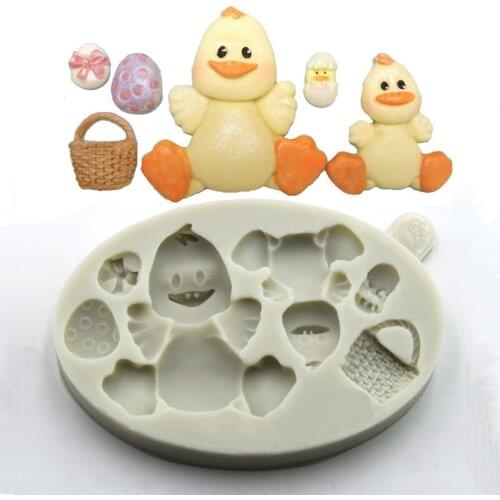 Luyou 1pcs Duck and flower basket cake silicone mold fondant mold Birthday cake decorating tools chocolate gumpaste mold FM1853