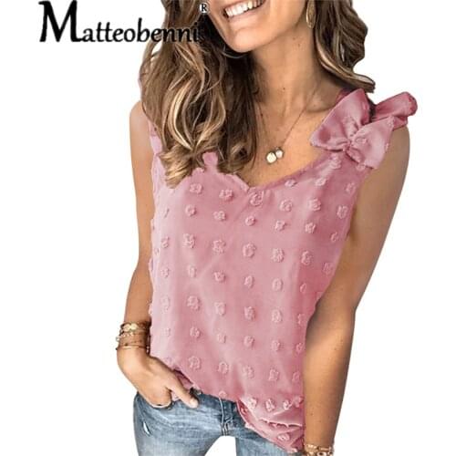 Fashion Elegant Chiffon Shirt Womens Summer Sleeveless Polka Dot Bohemian T-Shirts Flowy Casual Tee Vest Top Ropa De Mujer 2021