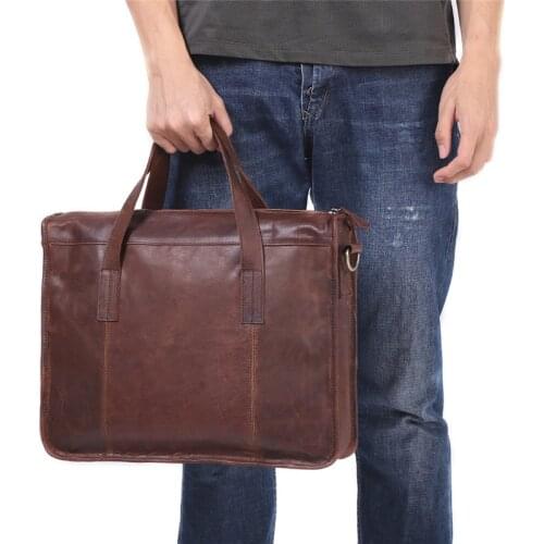 Mens Bag Genuine Leather Mens Briefcases Laptop Bag Leather Totes For Document Office Bags For Men Messenger Bags